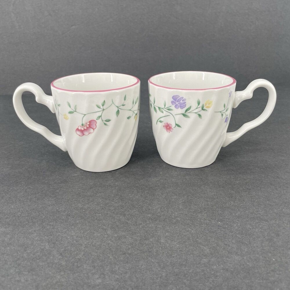 Johnson Brothers Summer Chintz Mugs Set of 2 Ceramic Cups England 3-3/8" Vintage